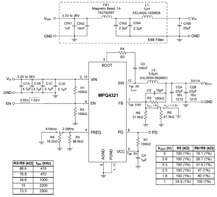 Schematic - Monolithic Power Systems (MPS) EVQ4321-D-01A Evaluation Board